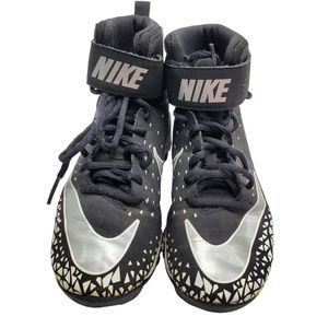 Nike Fast Flex Football Cleats US  4.5Y Black Silver Lace-Up Hook N Eye Closure